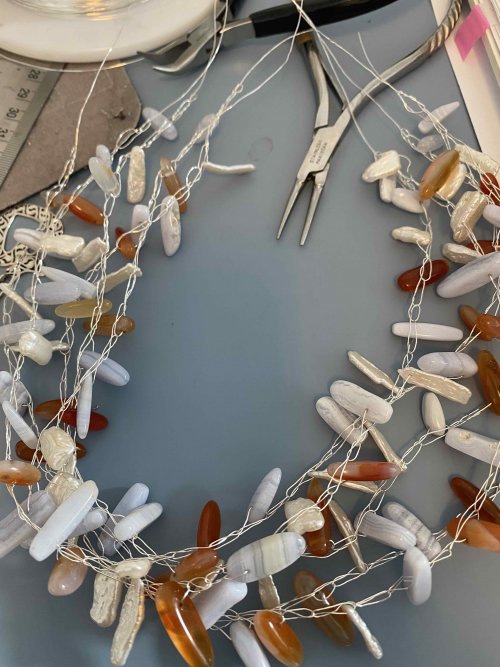 Lori Cranson's Fire and Ice Crocheted Necklace - , Contemporary Wire Jewelry, Crocheting, Repeat steps 1-4 until you have the desired number of strands